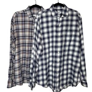 Lot of 2 Peter Millar Mens XL Plaid Long Sleeve Button‎ Up Shirt Casual Fall